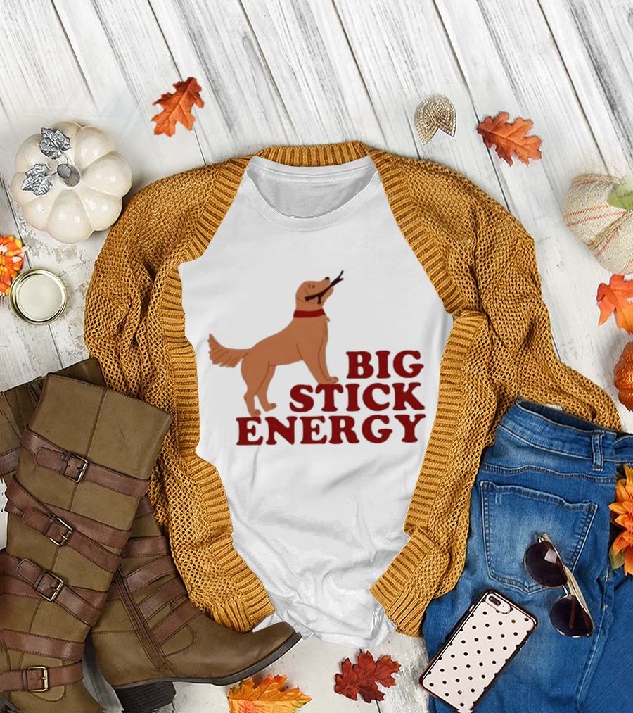 Big Stick Energy Golden Retriever Dog Lover Playful Pet T-Shirt