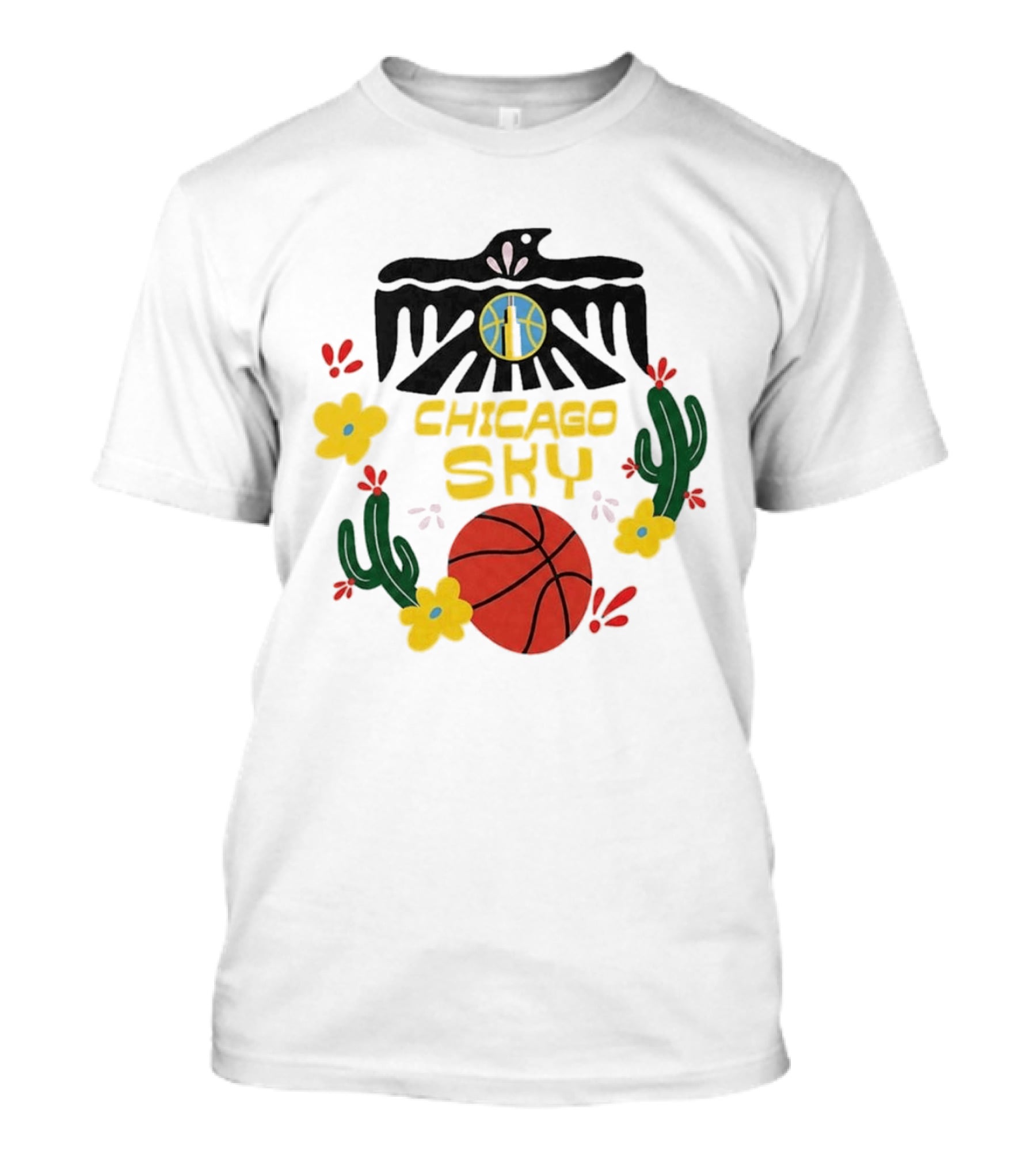 Chicago Sky Latina Empowerment Night Basketball With Floral Cactus Motif T-Shirt