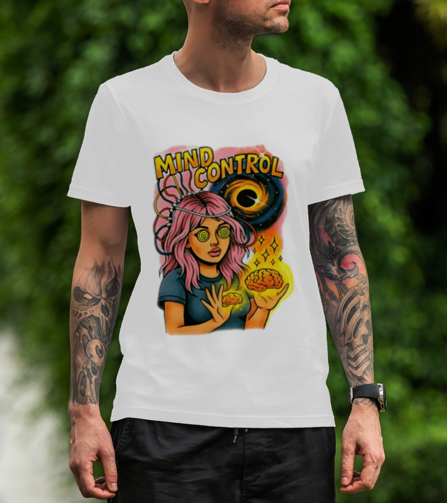 Mind Control Teen Hearts Psychedelic Black Hole Spiral Eyes Brain Magic T-Shirt