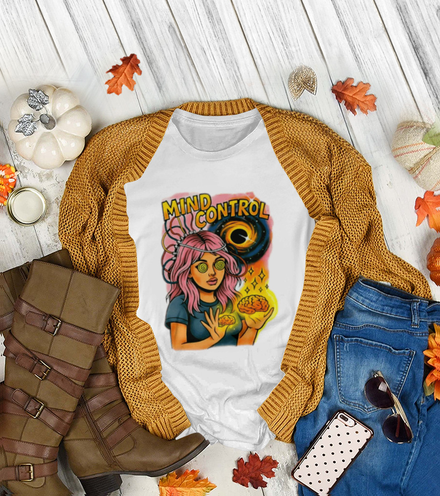 Mind Control Teen Hearts Psychedelic Black Hole Spiral Eyes Brain Magic T-Shirt