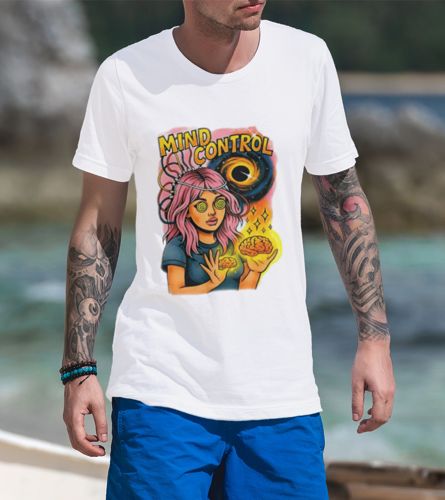Mind Control Teen Hearts Psychedelic Black Hole Spiral Eyes Brain Magic T-Shirt