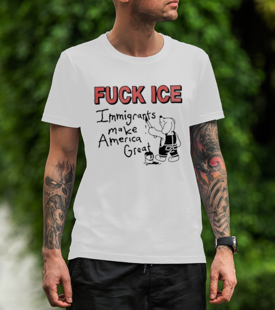 Fuck ICE Immigrants Make America Great Elephant Painter T-Shirt