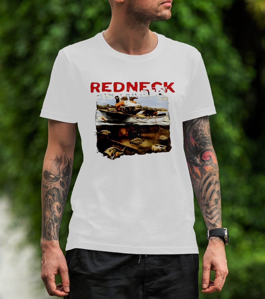Redneck Fishfinder Fishing Boat Scene With Underwater View T-Shirt