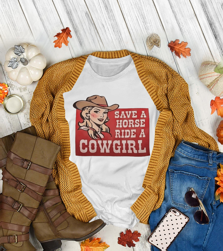 Save A Horse Ride A Cowgirl Western Country Music Vintage Style Cowgirl T-Shirt