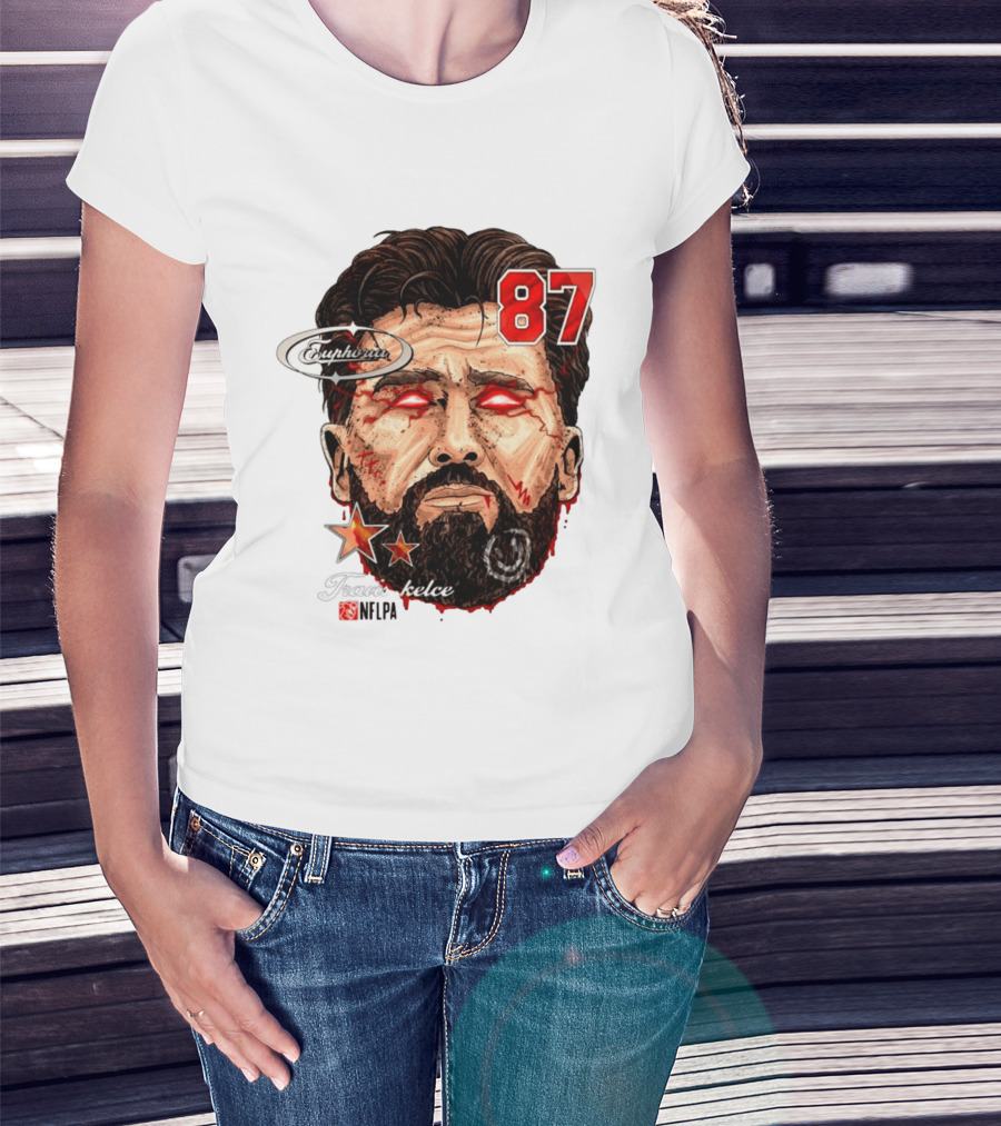 Travis Kelce Euphoria Lightning NFLPA Big Head 87 T-Shirt