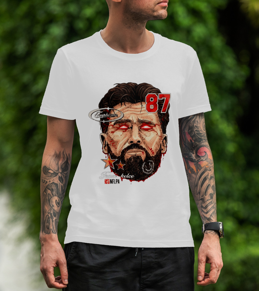 Travis Kelce Euphoria Lightning NFLPA Big Head 87 T-Shirt