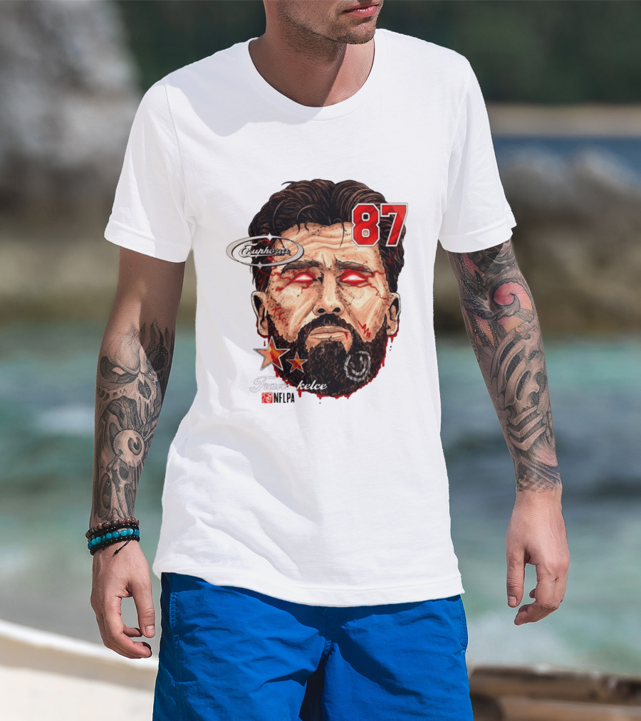 Travis Kelce Euphoria Lightning NFLPA Big Head 87 T-Shirt