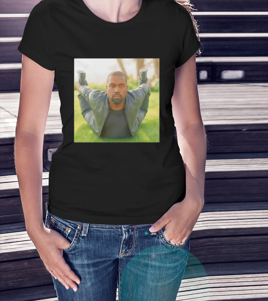 Kanye West Ye Meme Photo Iconic Pose Lying On Grass T-Shirt