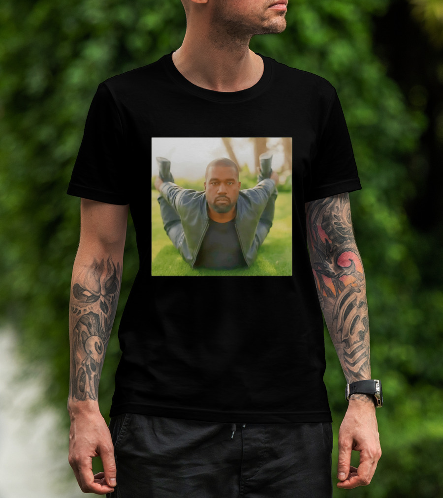 Kanye West Ye Meme Photo Iconic Pose Lying On Grass T-Shirt