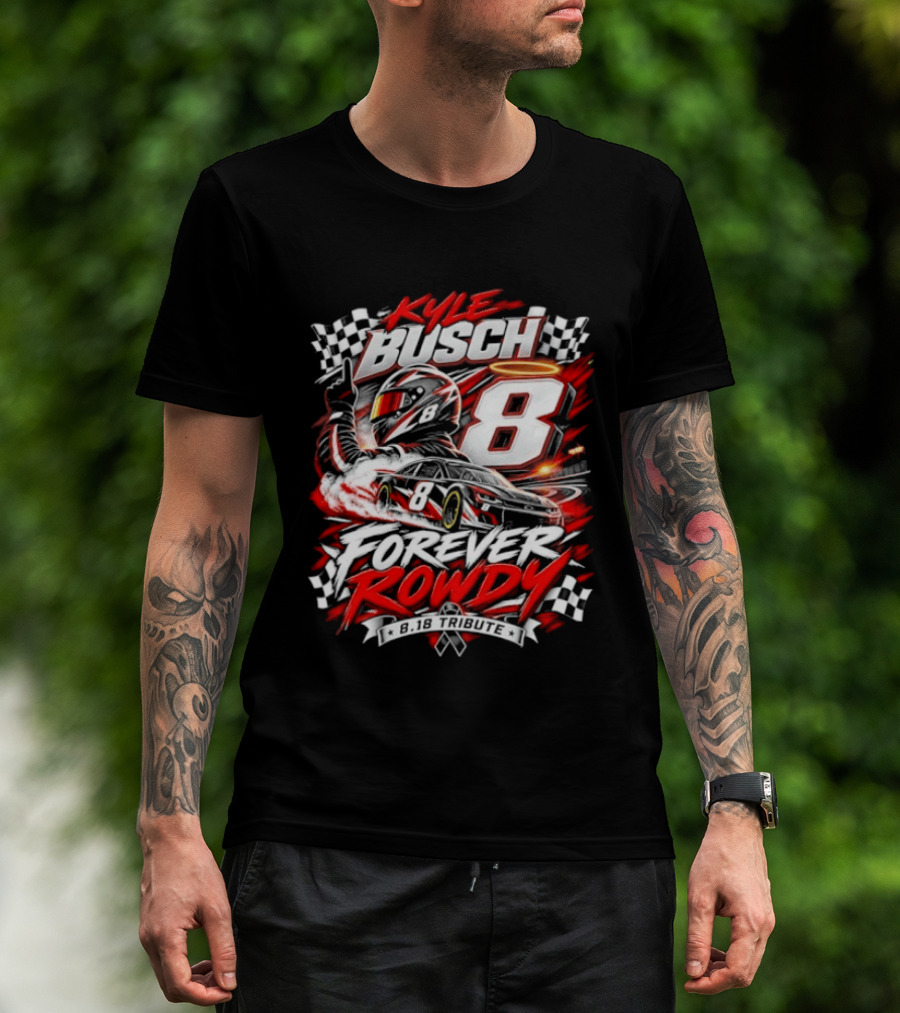 Kyle Busch 8 Forever Rowdy NASCAR Racing Angel Halo T-Shirt