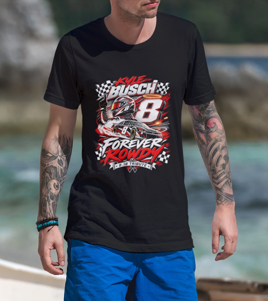 Kyle Busch 8 Forever Rowdy NASCAR Racing Angel Halo T-Shirt