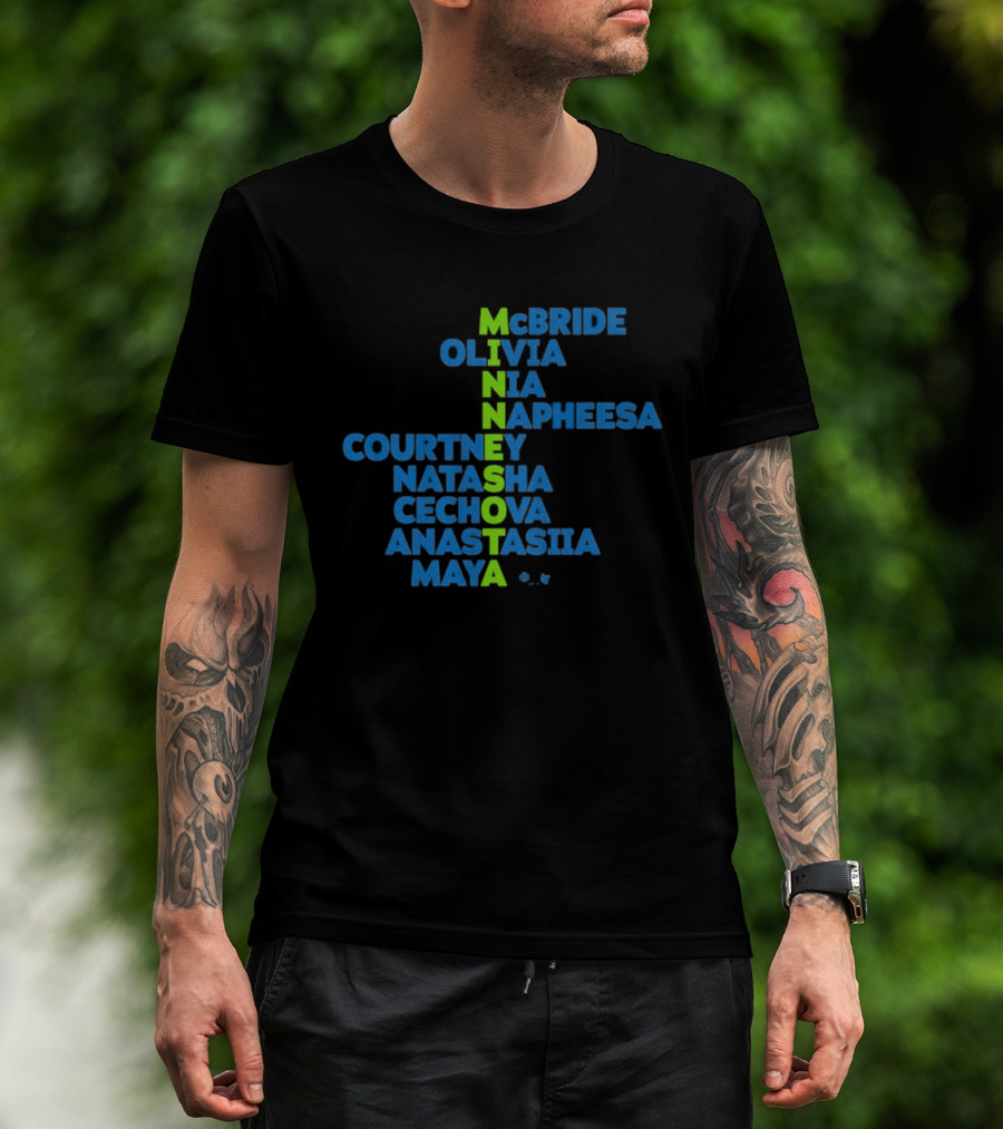 Minnesota McBride Olivia Nia Napheesa Courtney Natasha Cechova Anastasiia Maya 2026 Names T-Shirt