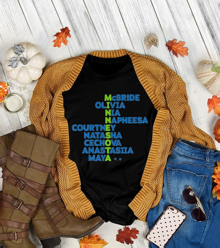 Minnesota McBride Olivia Nia Napheesa Courtney Natasha Cechova Anastasiia Maya 2026 Names T-Shirt