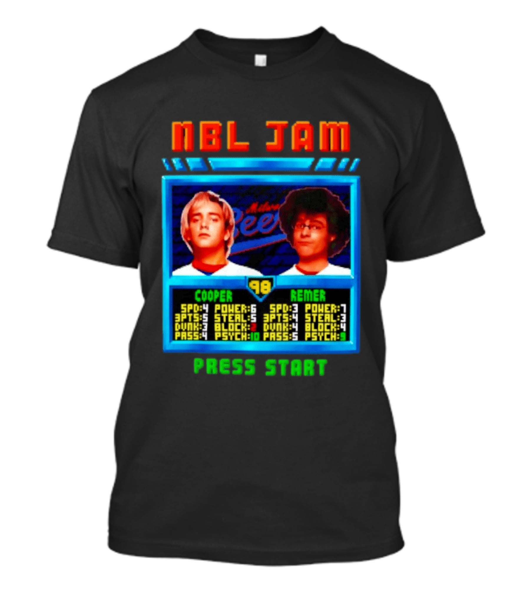 NBL Jam Cooper Remer Milwaukee Beers PASS START Players Stats T-Shirt