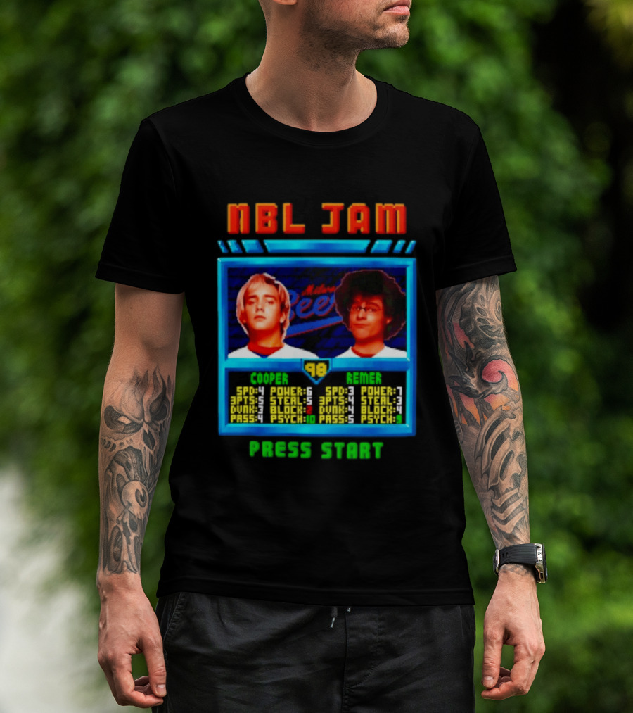 NBL Jam Cooper Remer Milwaukee Beers PASS START Players Stats T-Shirt