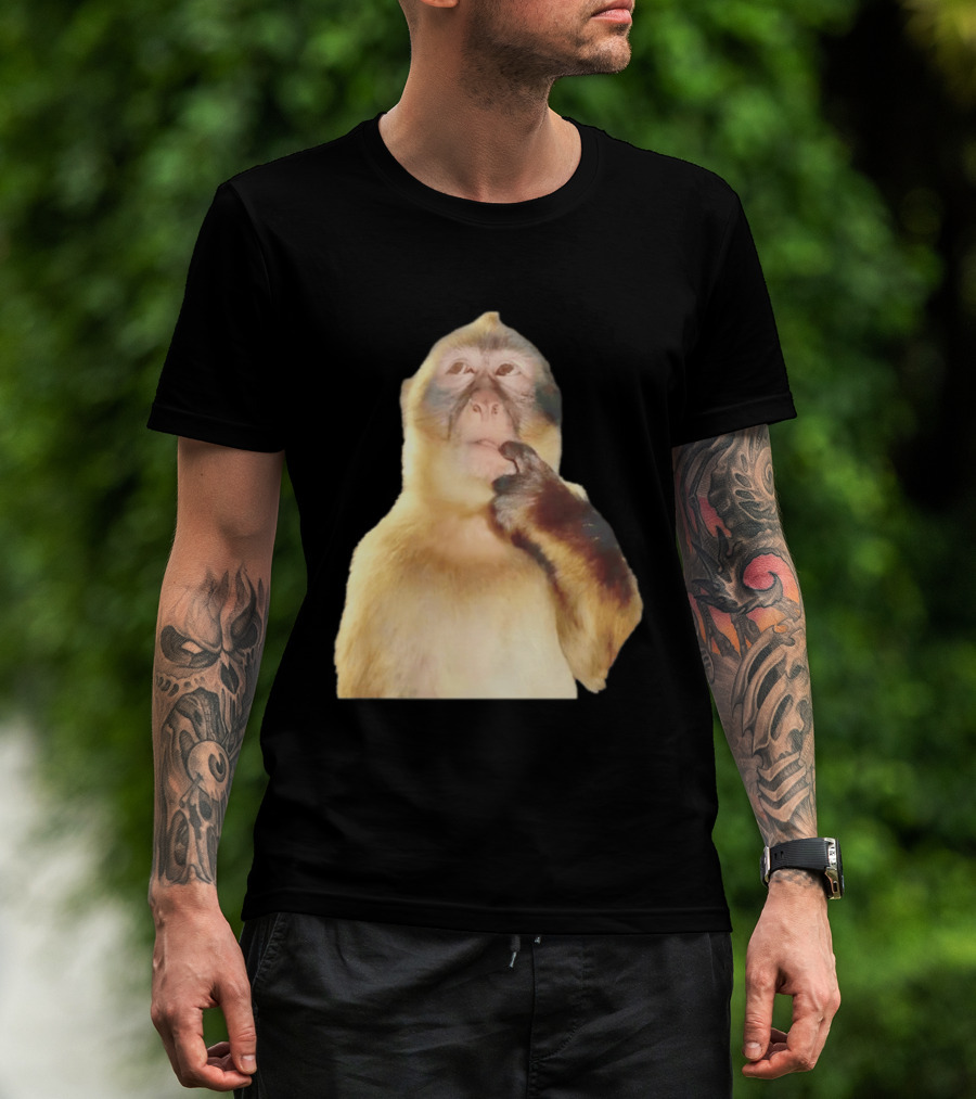 Pondering Monkey Curious Expression Contemplation T-Shirt