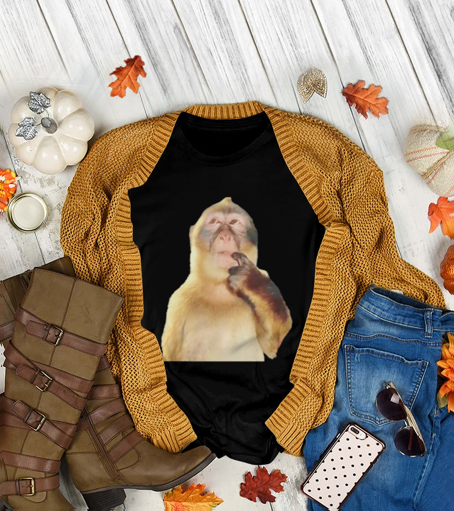 Pondering Monkey Curious Expression Contemplation T-Shirt
