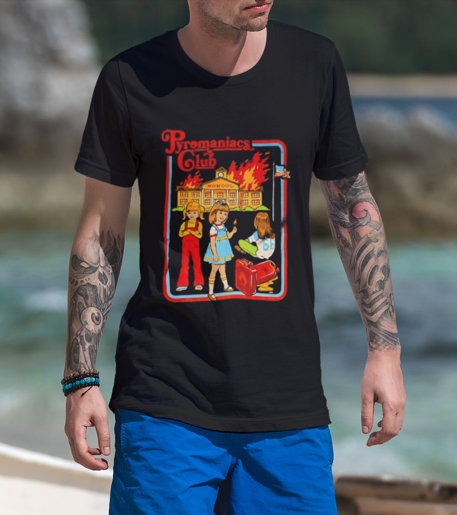 Pyromaniacs Club School Fire Retro Nostalgia T-Shirt