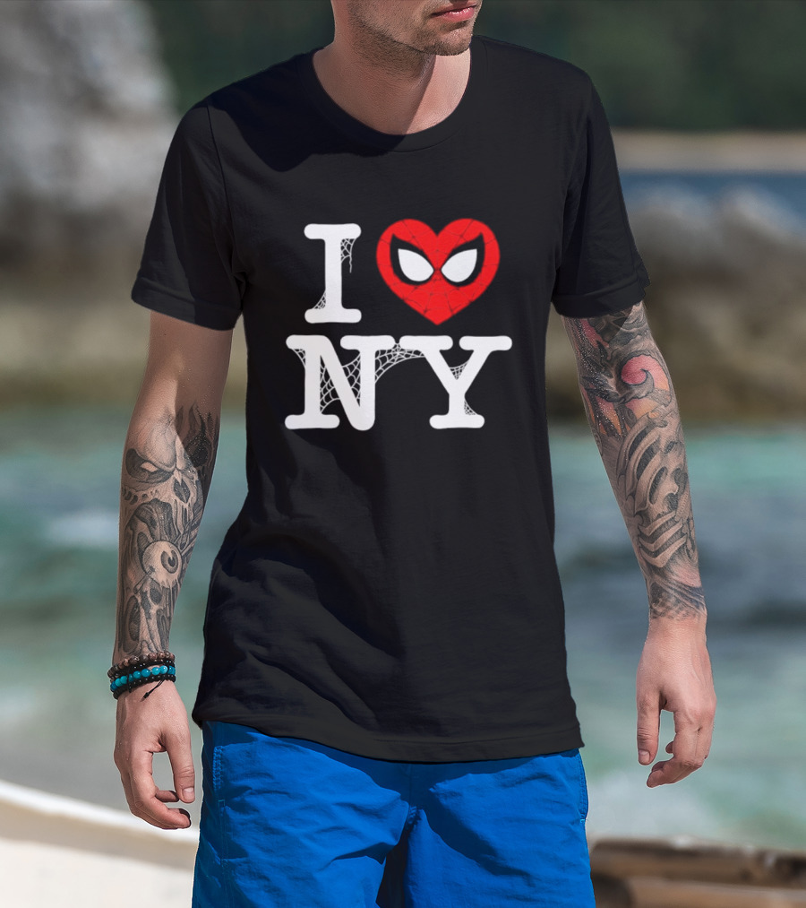 I Love NY Spider Man Marvel Superhero Iconic Web T-Shirt