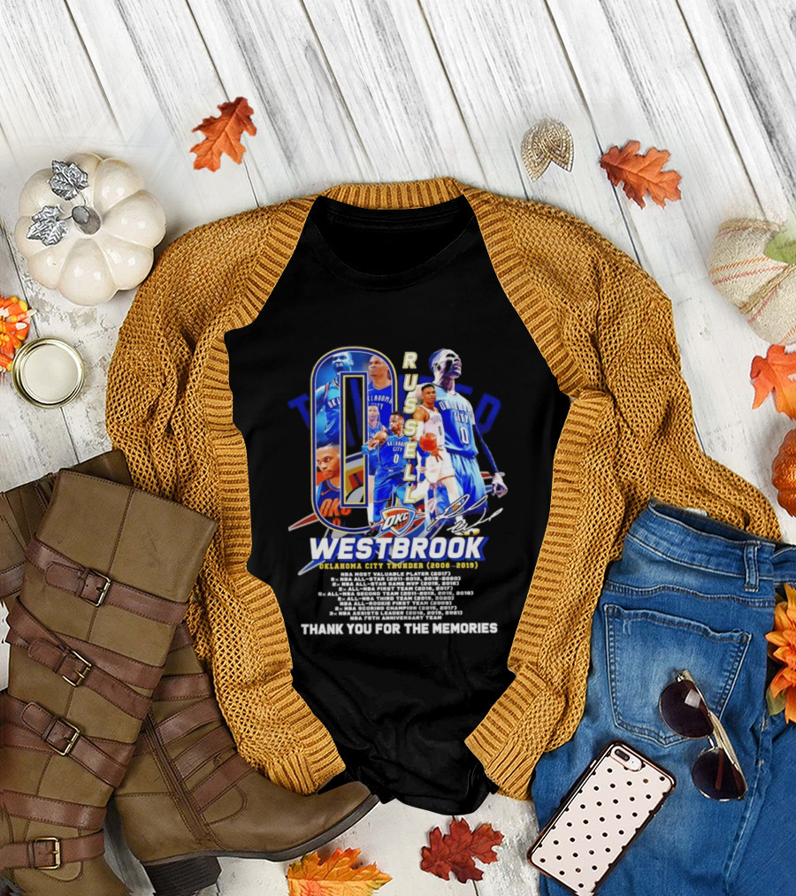 Russell Westbrook 0 Oklahoma City Thunder 2008 2019 Thank You For The Memories T-Shirt