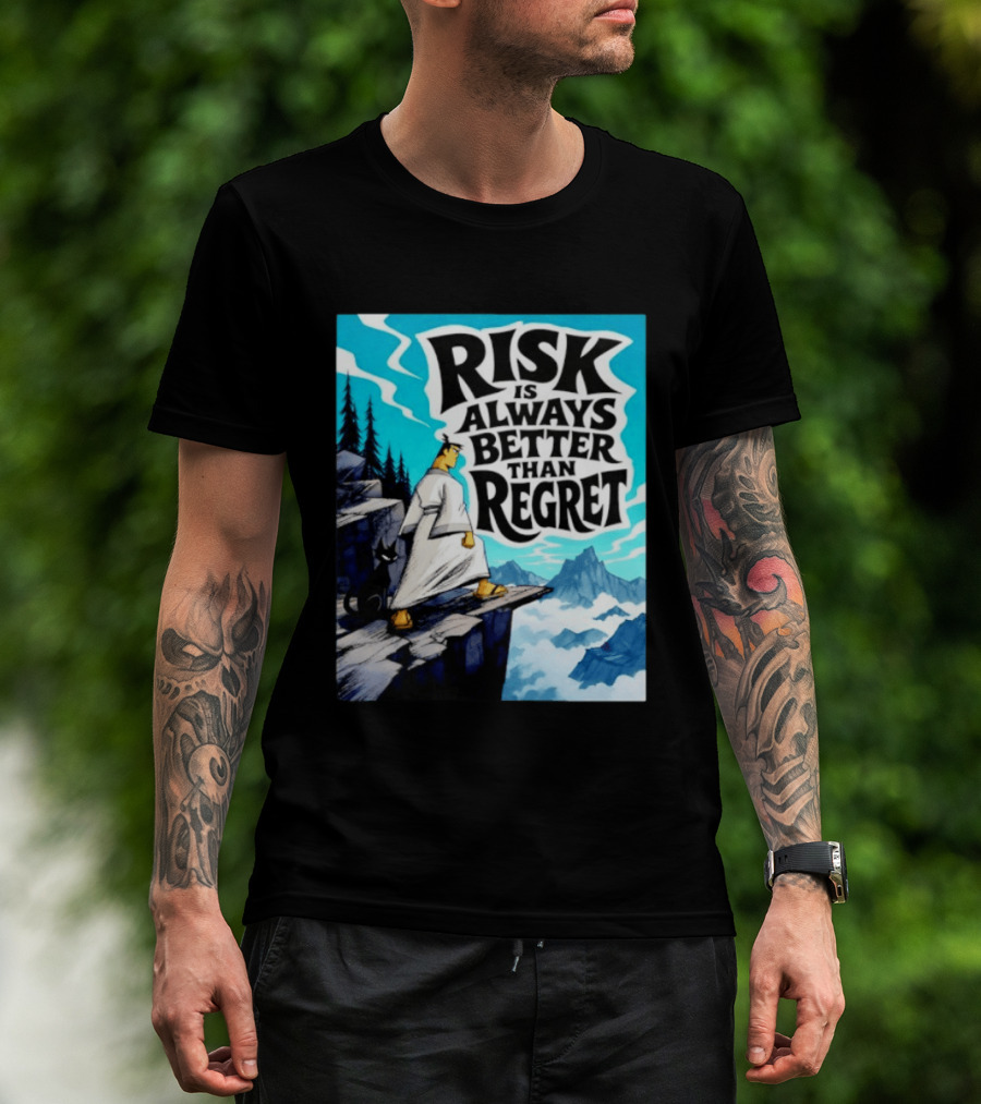 Samurai Jack Risk Is Always Better Than Regret Mountain Scene T-Shirt
