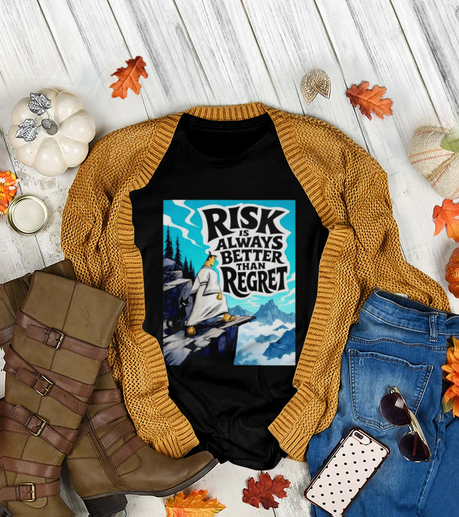 Samurai Jack Risk Is Always Better Than Regret Mountain Scene T-Shirt
