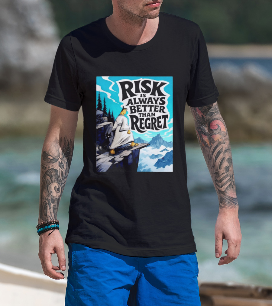 Samurai Jack Risk Is Always Better Than Regret Mountain Scene T-Shirt