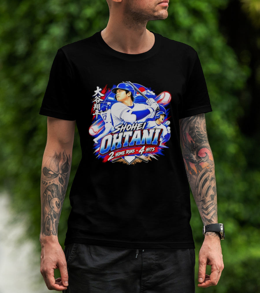 Shohei Ohtani 2 Home Runs 4 Hits Baseball Los Angeles 17 Player T-Shirt