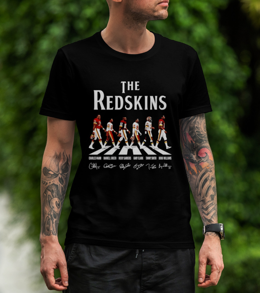 The Redskins Charles Mann Darrell Green Ricky Sanders Gary Clark Timmy Smith Doug Williams Signatures Abbey Road T-Shirt
