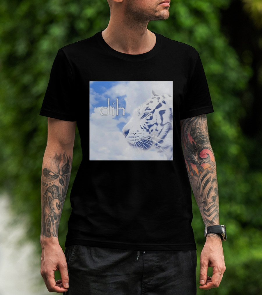 Tiger Dih Majestic Clouds White Bengal Tiger Profile T-Shirt