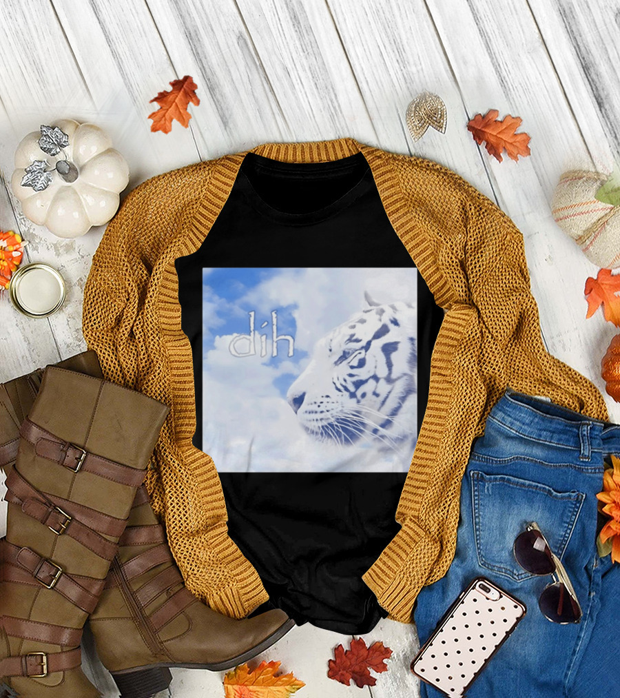 Tiger Dih Majestic Clouds White Bengal Tiger Profile T-Shirt