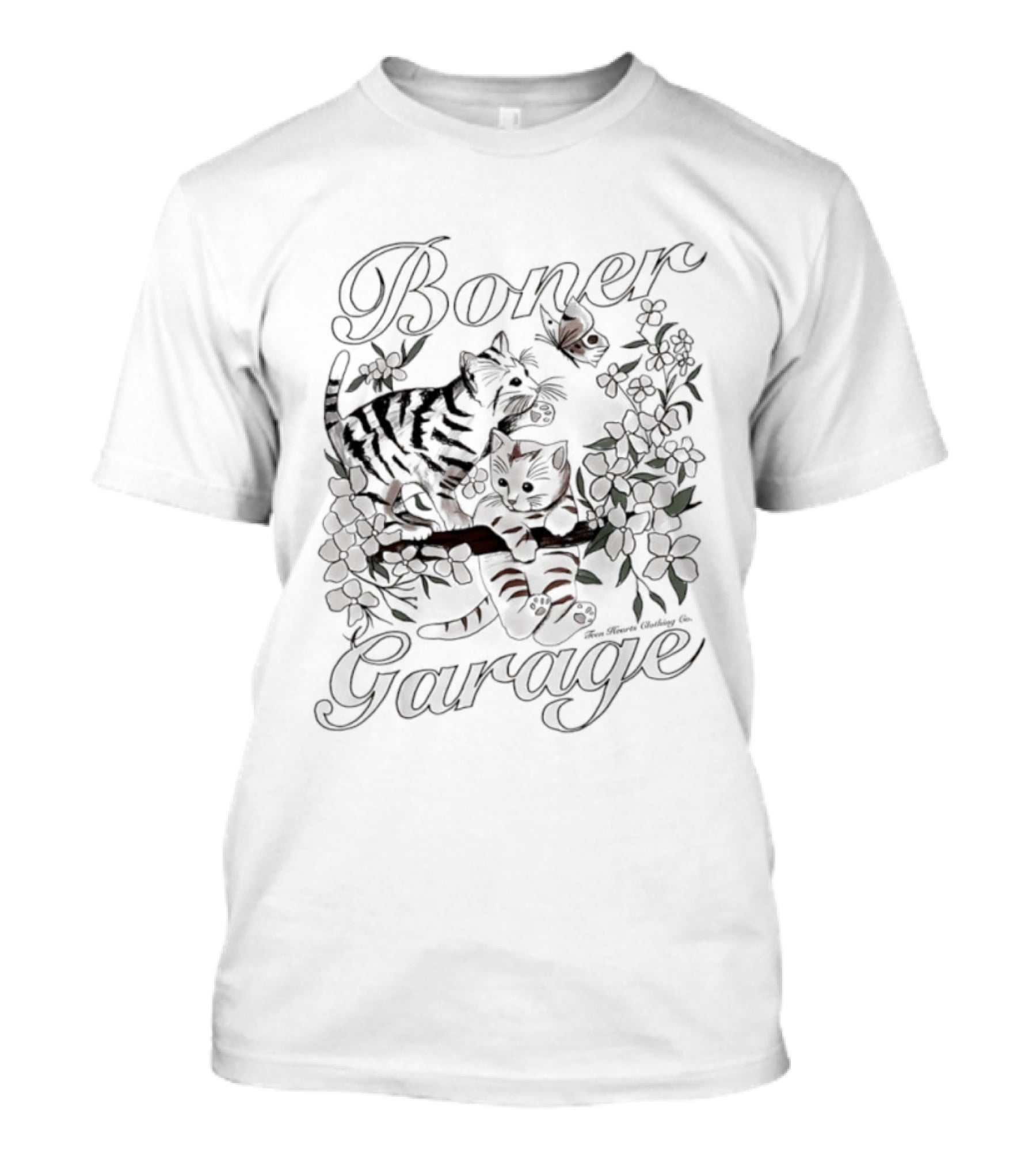 Boner Garage Cats And Flowers Teen Hearts Clothing Co T-Shirt