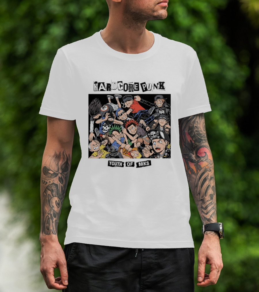 Hardcore Punk Youth Of Mks Vintage Cartoon Style Crowd Scene T-Shirt