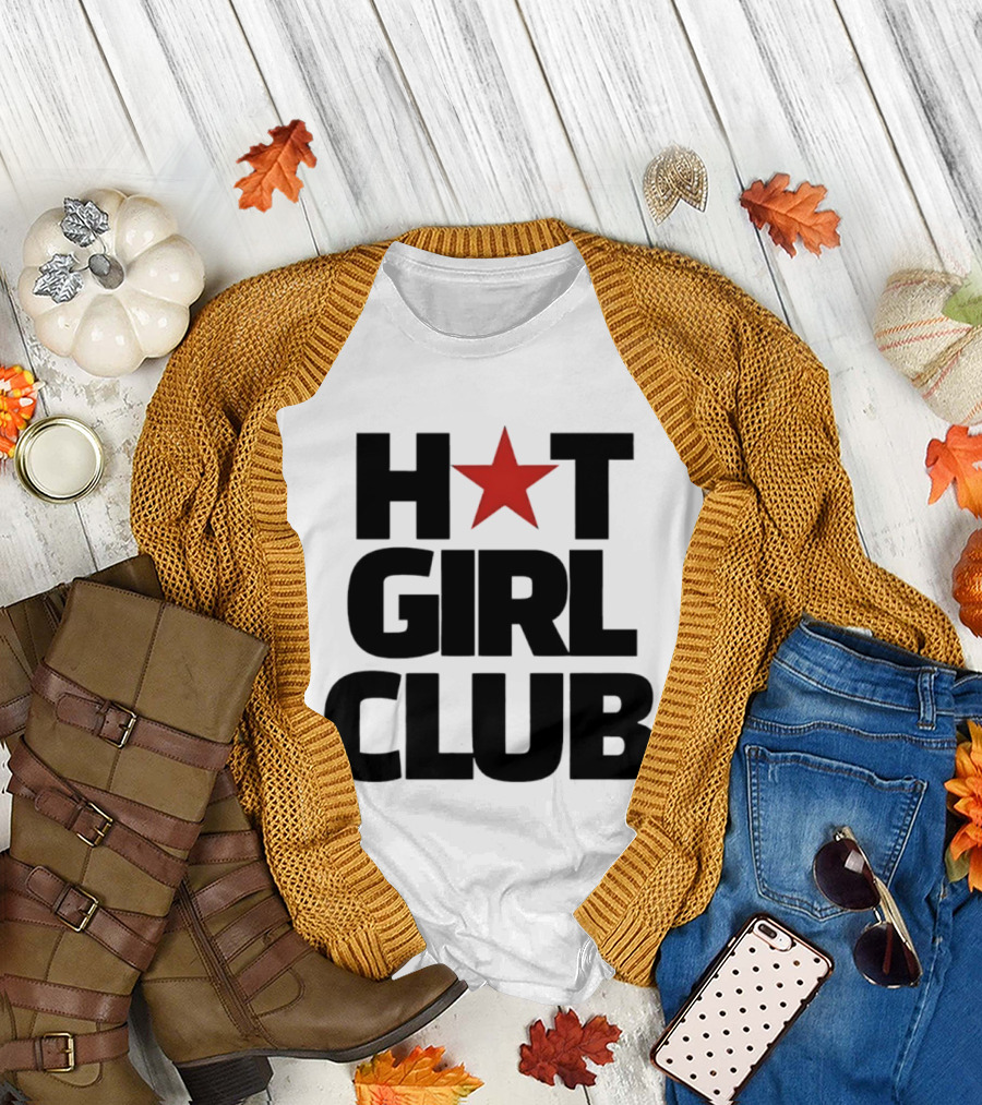 Hot Girl Club Red Star Trendy Fashion T-Shirt