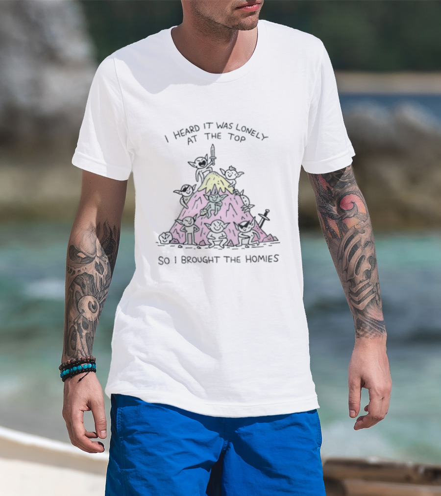 I Heard It Was Lonely At The Top So I Brought The Homies Yoda Mountain T-Shirt