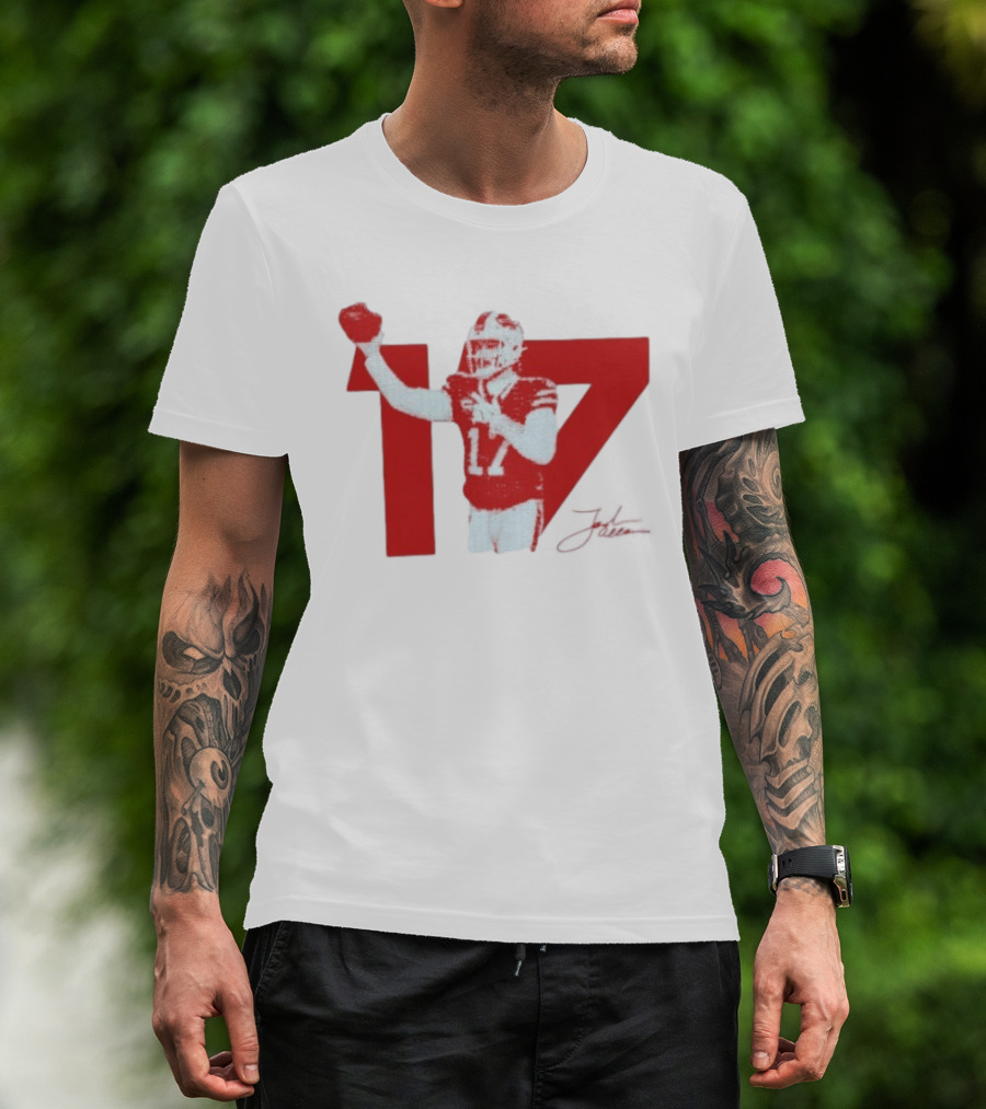Josh Allen Buffalo Bills Number 17 Football Action T-Shirt