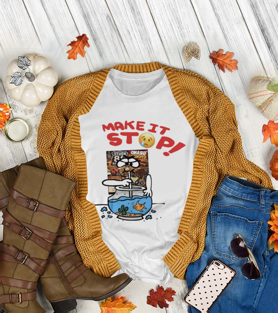Make It Stop Route 88 Grand Opening Specials Crying Emoji Fish Bowl T-Shirt