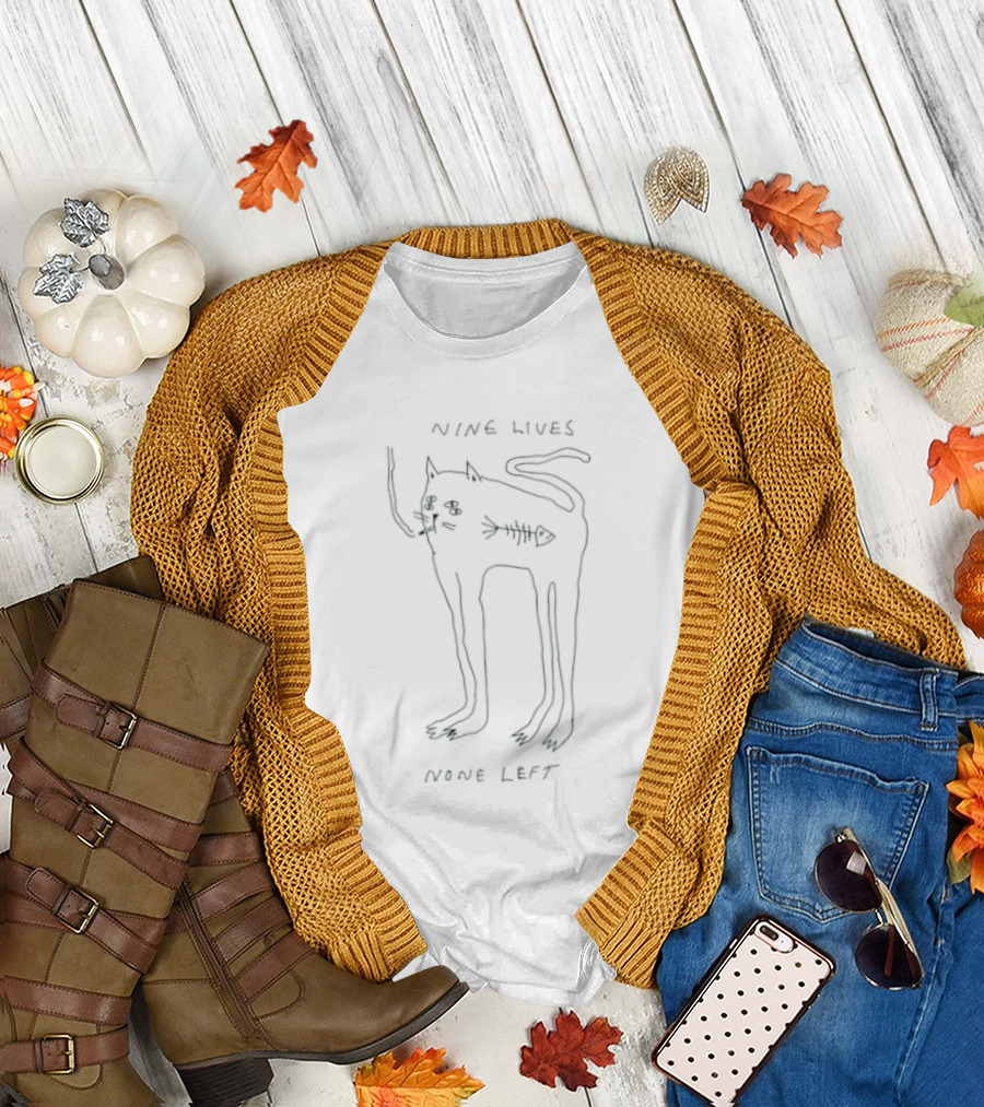 Nine Lives None Left Cat Smoking T-Shirt