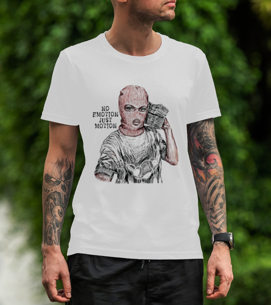 No Emotion Just Motion Balaclava Money Stacks T-Shirt