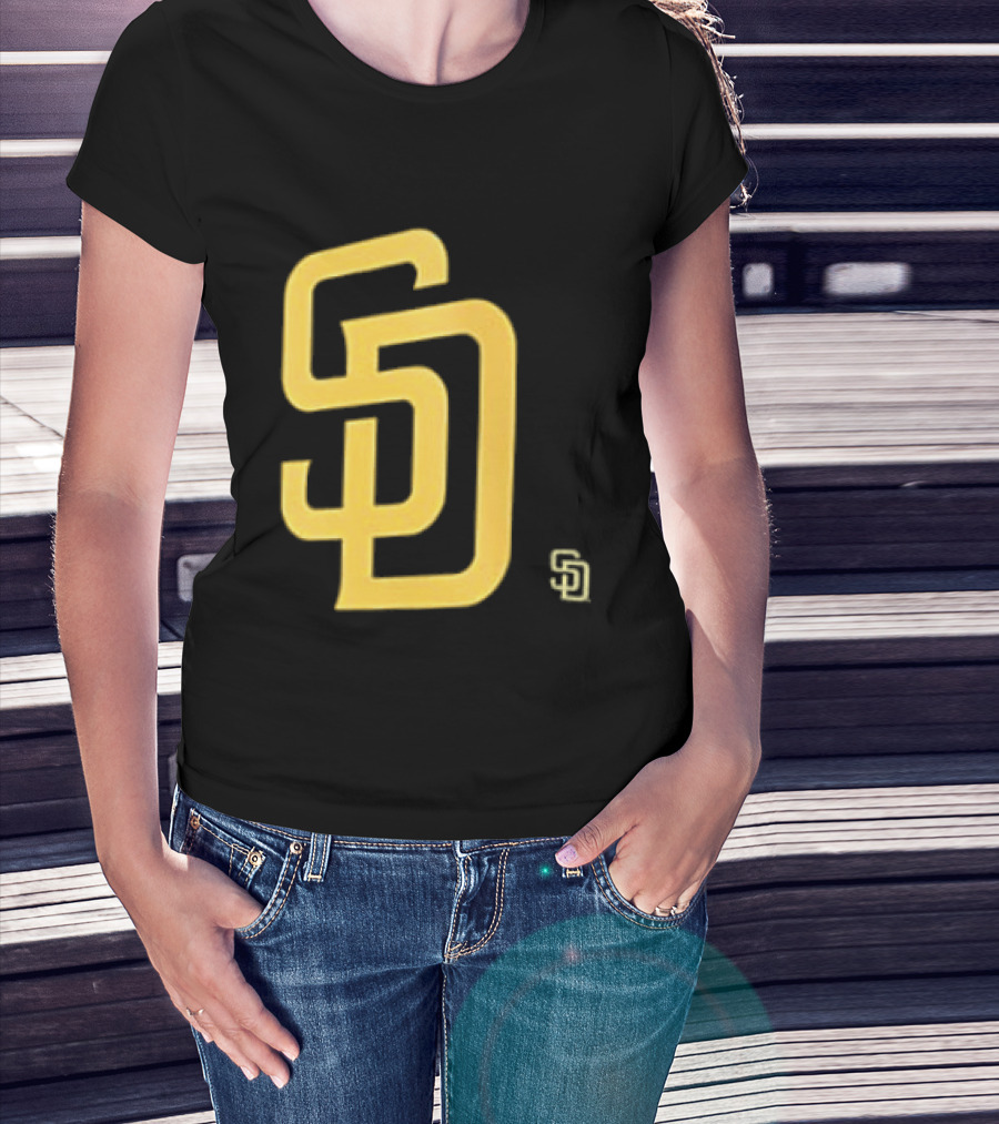 San Diego Padres SD Logo Cartoon 2 Sided T-Shirt