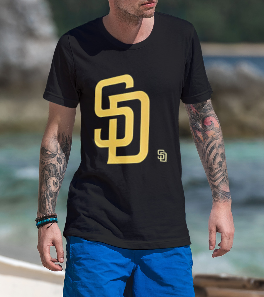 San Diego Padres SD Logo Cartoon 2 Sided T-Shirt