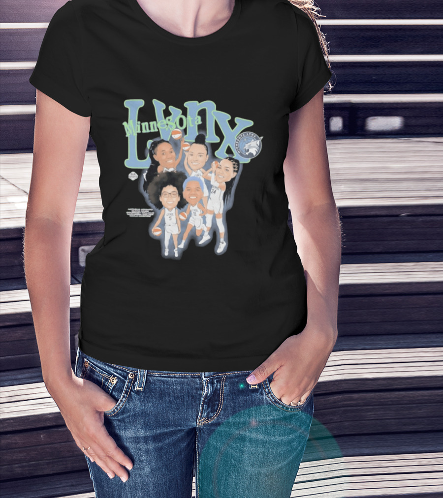 Minnesota Lynx Big 5 WNBA Basketball Caricature Team Spirit T-Shirt