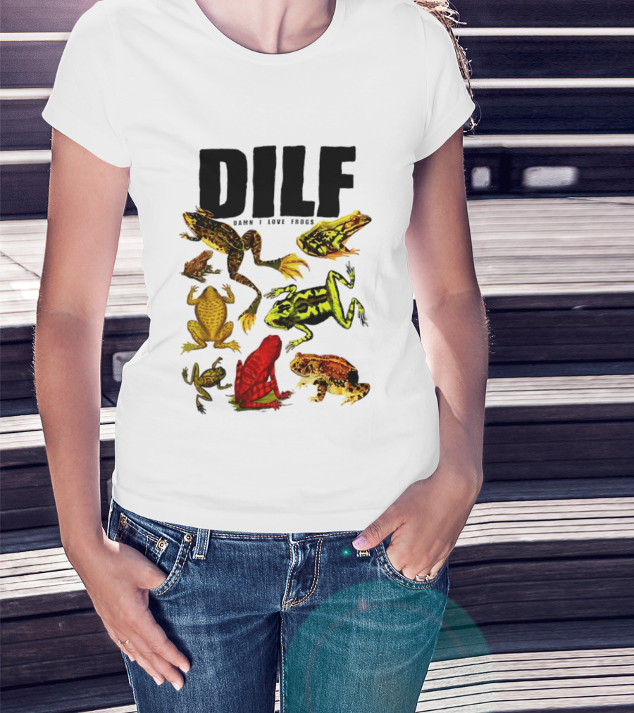 DILF Damn I Love Frogs Frog Lover Amphibian Collection T-Shirt