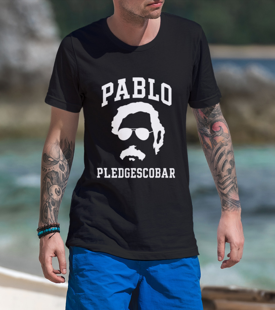Pablo Pledgescobar Silhouette With Sunglasses And Mustache T-Shirt