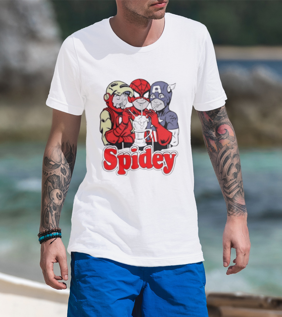 Spidey Iron Man Captain America Beer Meme T-Shirt