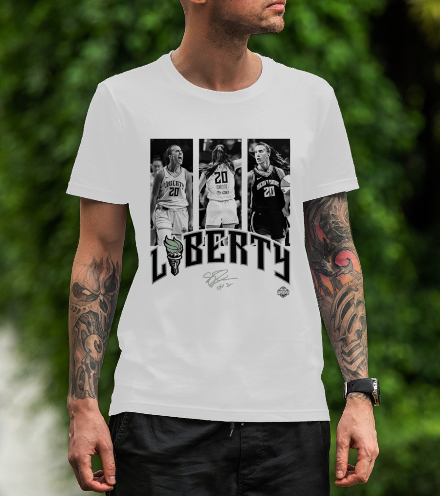 Sabrina Ionescu Liberty WNBA Player Collage Signature T-Shirt