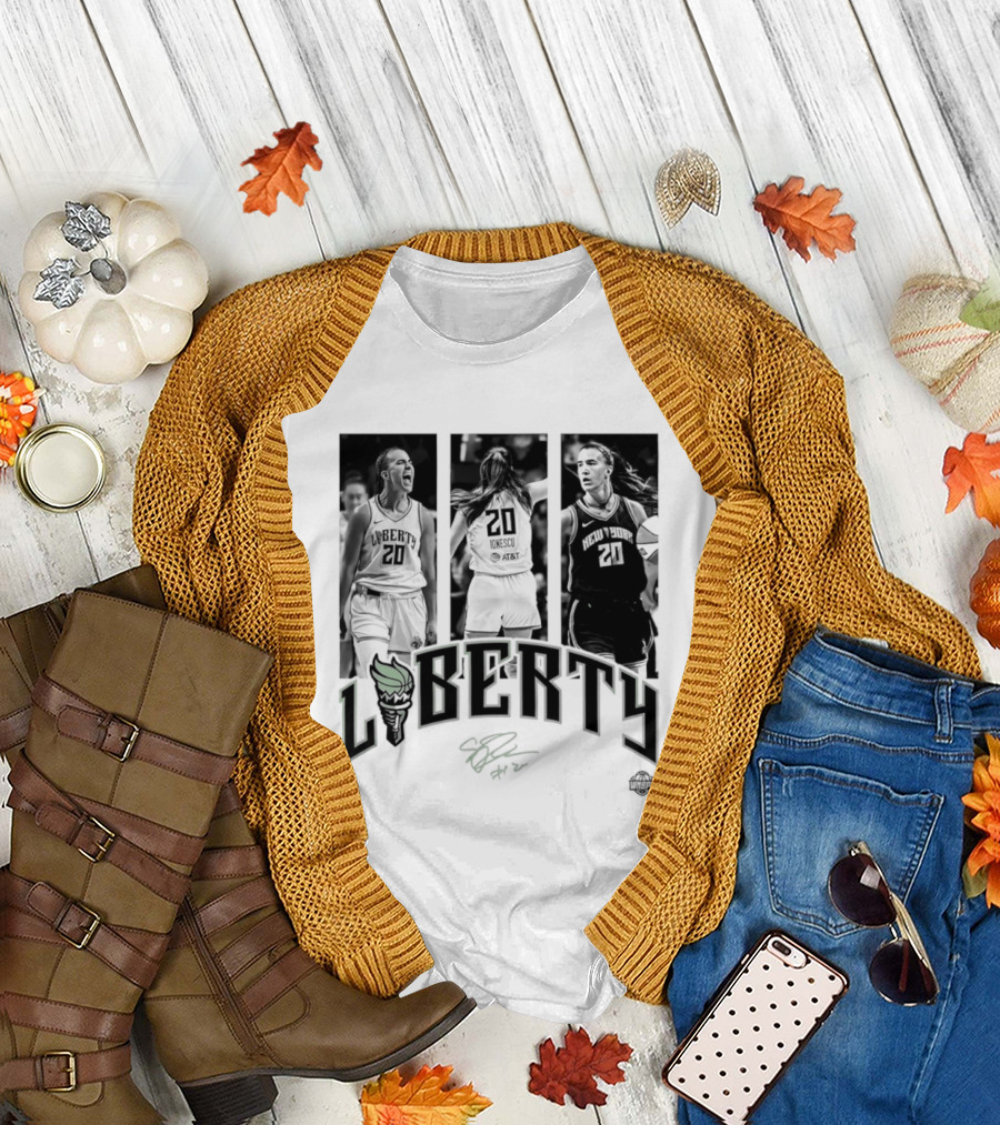 Sabrina Ionescu Liberty WNBA Player Collage Signature T-Shirt