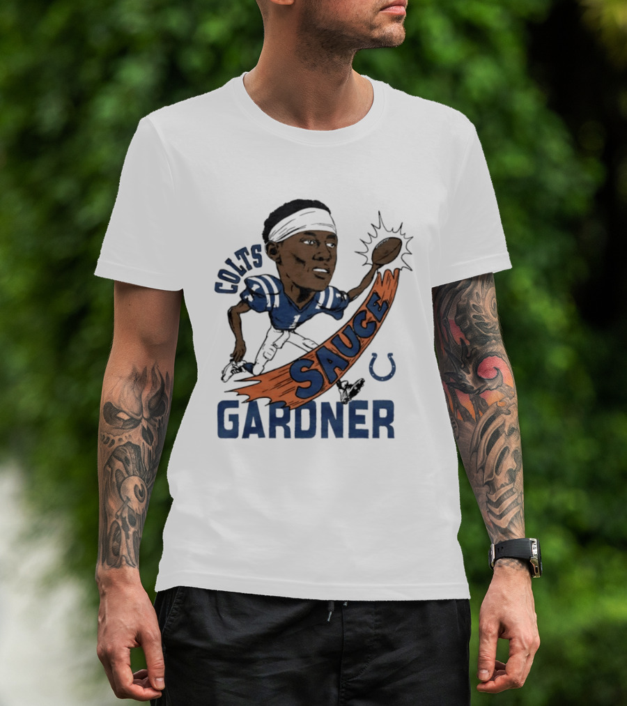 Colts Sauce Gardner Indianapolis Football Player Caricature T-Shirt
