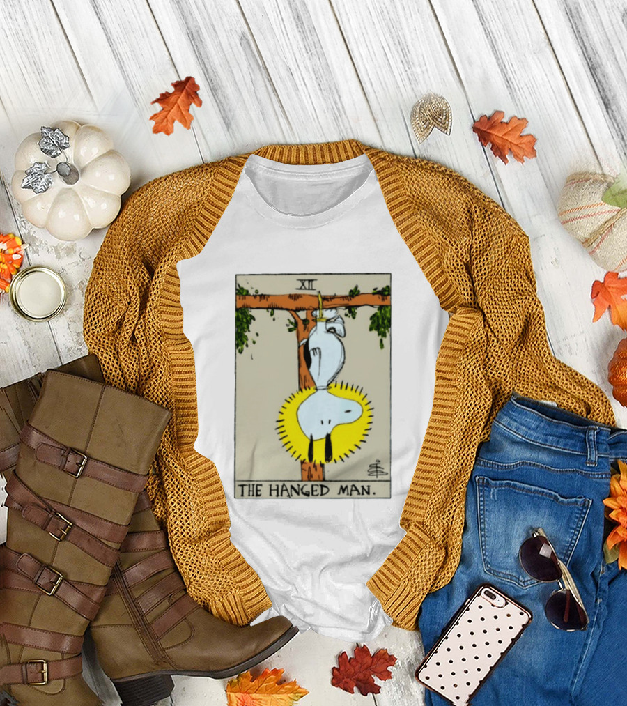 Snoopy The Hanged Man Tarot Card XII Peanuts T-Shirt