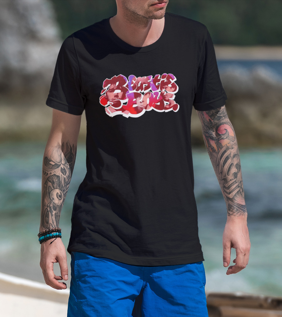 Beastie Boys Get Busy Or Get Lost Red And White Text With Faces T-Shirt